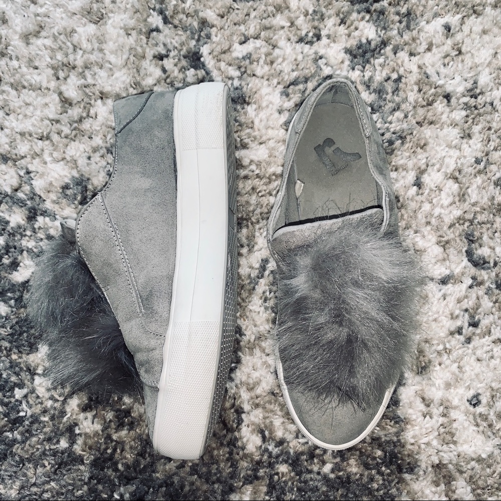Report Grey Suade PomPom Sneakers